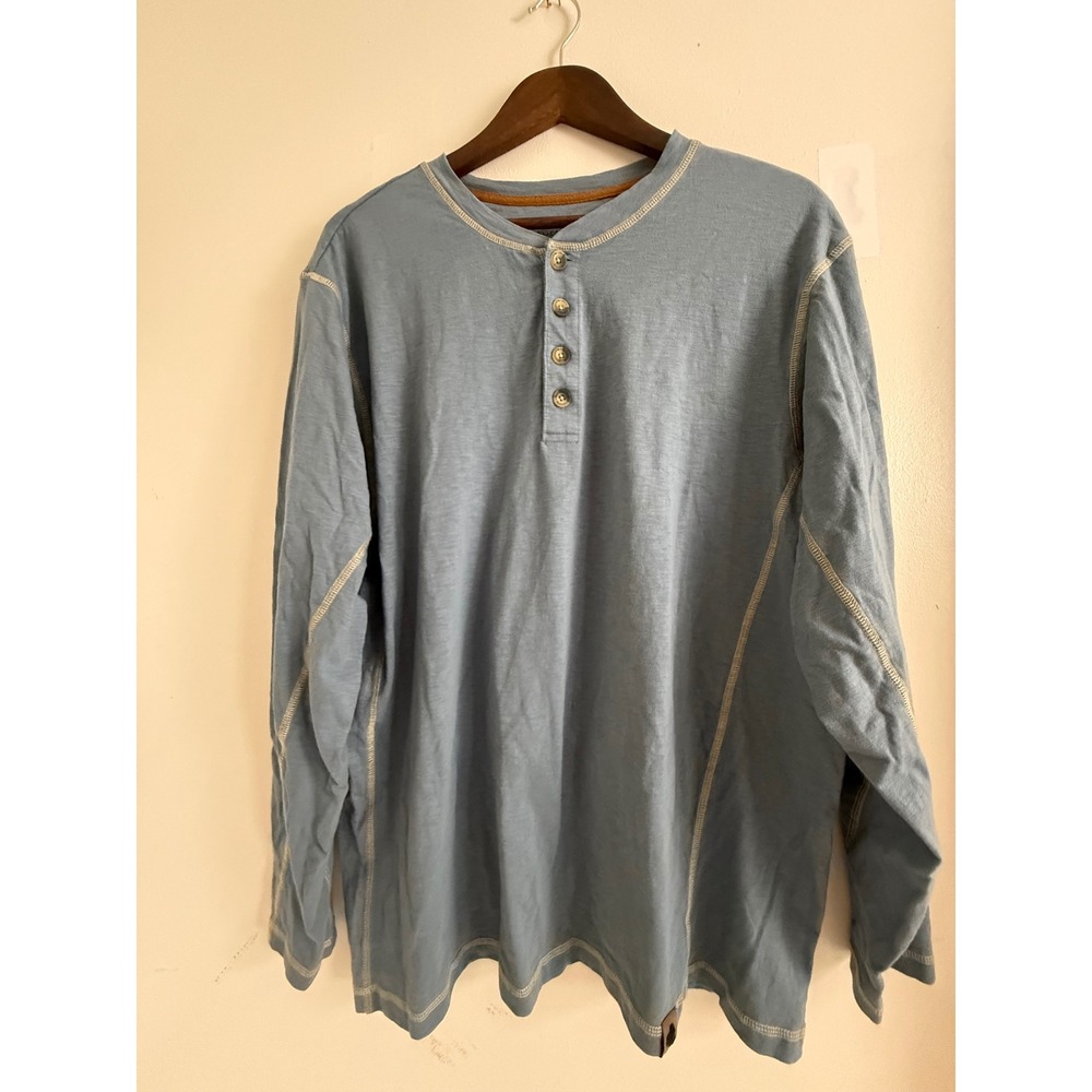 Legendary Whitetails Mens XL Blue Long Sleeve Henley Shirt Contrast Stitching